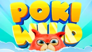 Tampilan layar permainan slot Poki Wild dengan nuansa ceria